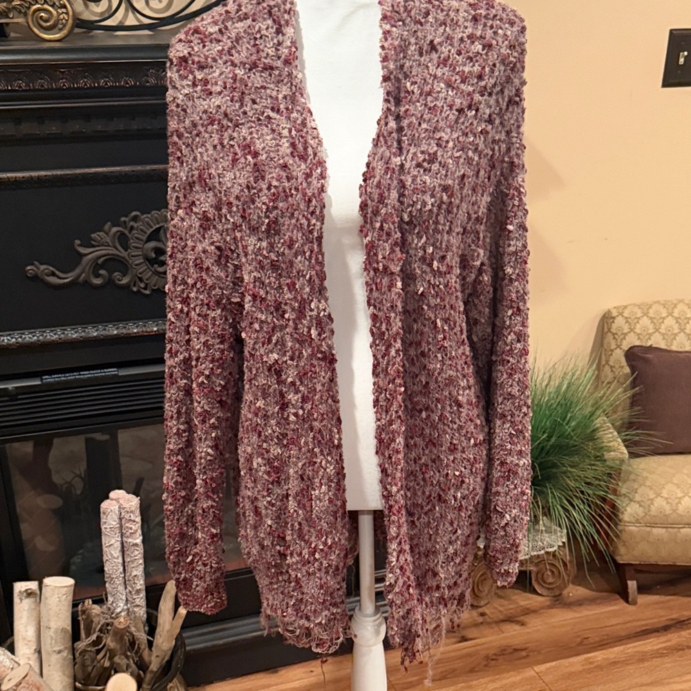BKE Women's Maroon Textured Cardigan
